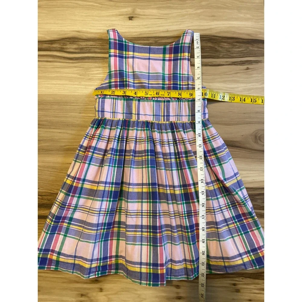 Ralph Lauren Kids Pink Plaid Sleeveless Cotton Ruffle Dress Size 3 3T